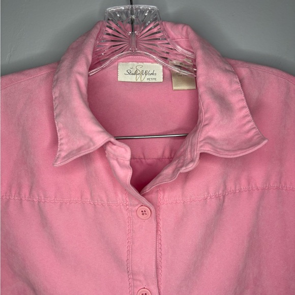 Studio Works Pink Lightweight Jacket Petite Large Button Down Spring Long Sleeve - Picture 6 of 16